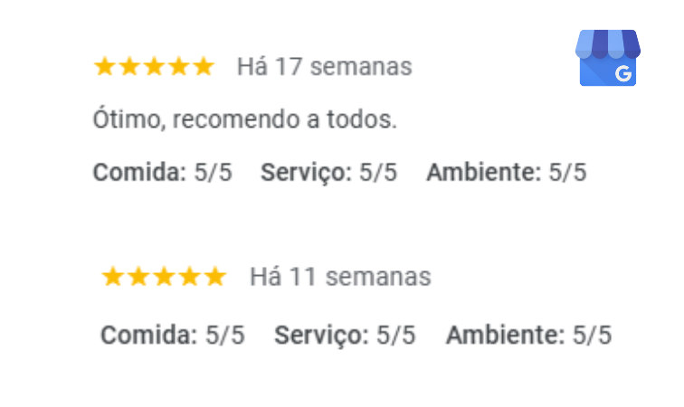 Avaliação de cliente - 5 estrelas