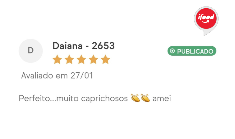 Avaliação de cliente - 5 estrelas
