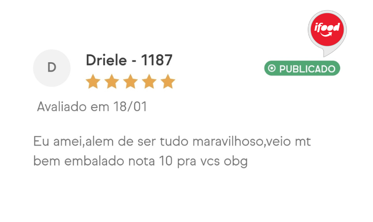 Avaliação de cliente - 5 estrelas