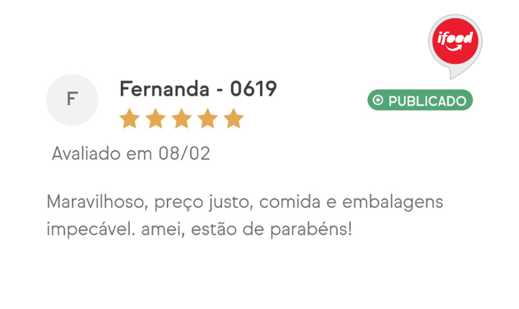 Avaliação de cliente - 5 estrelas