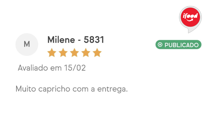 Avaliação de cliente - 5 estrelas